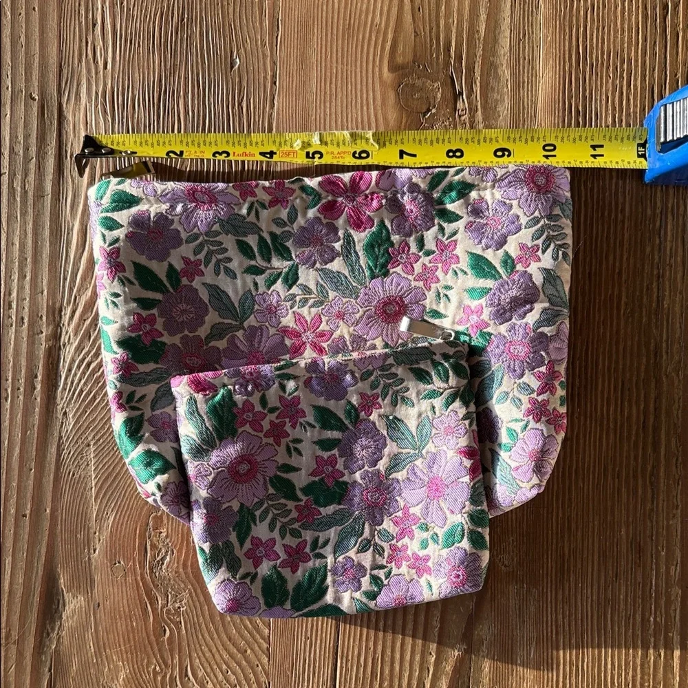 Purple French retro jacquard cosmetic makeup bags set of 2